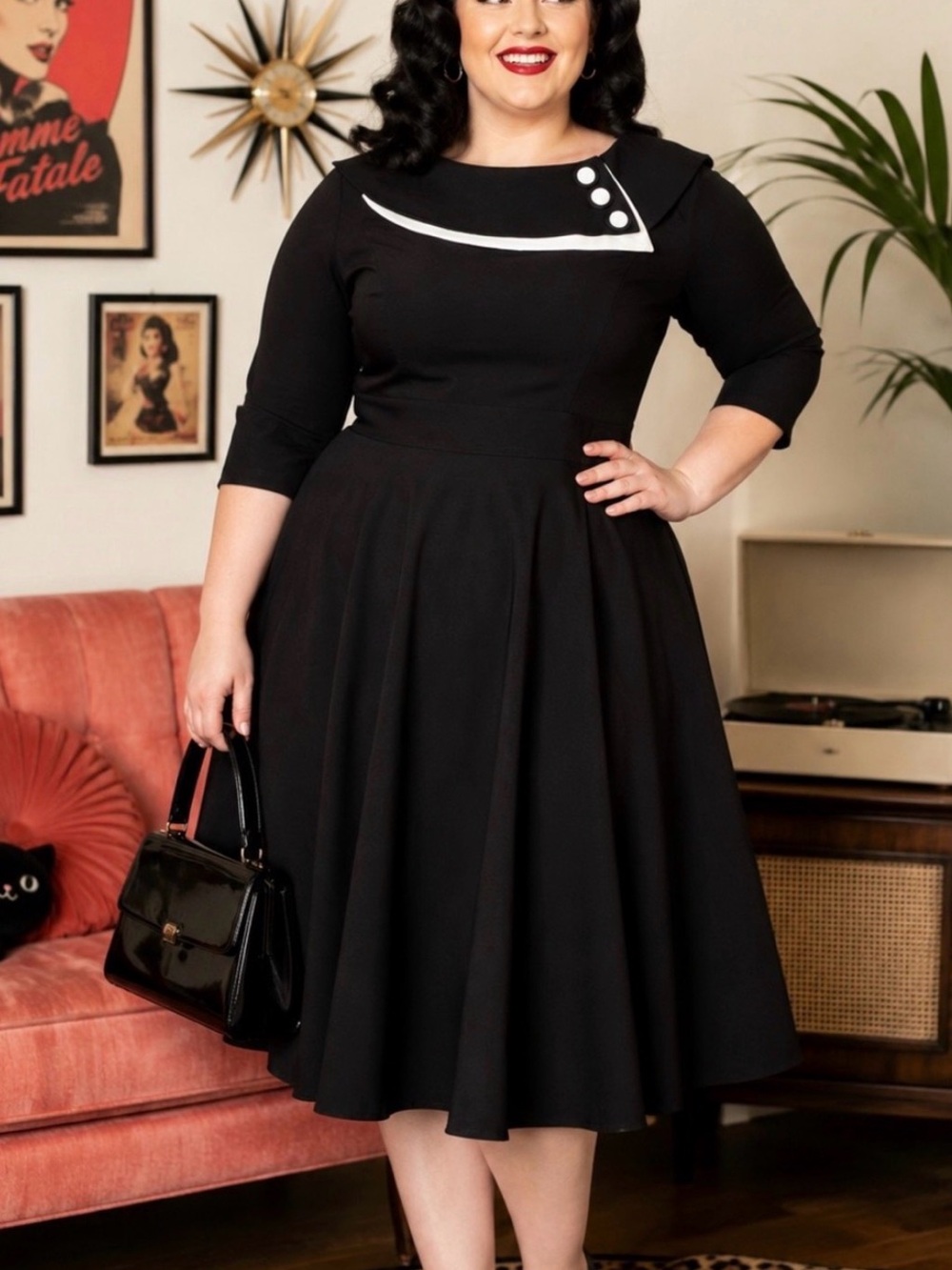 Hell Bunny Vixen 3XL Plus Size Rockabilly Goth Alt Style Dress 50s